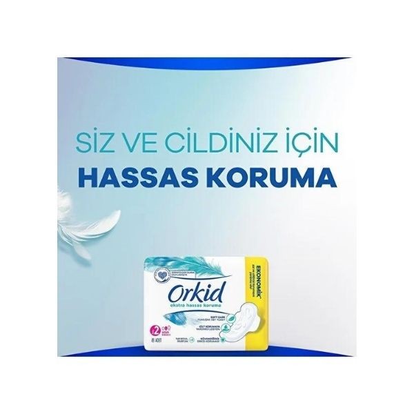 Orkid Extra Hassas Koruma Tekli Hijyenik Ped Uzun 8'li