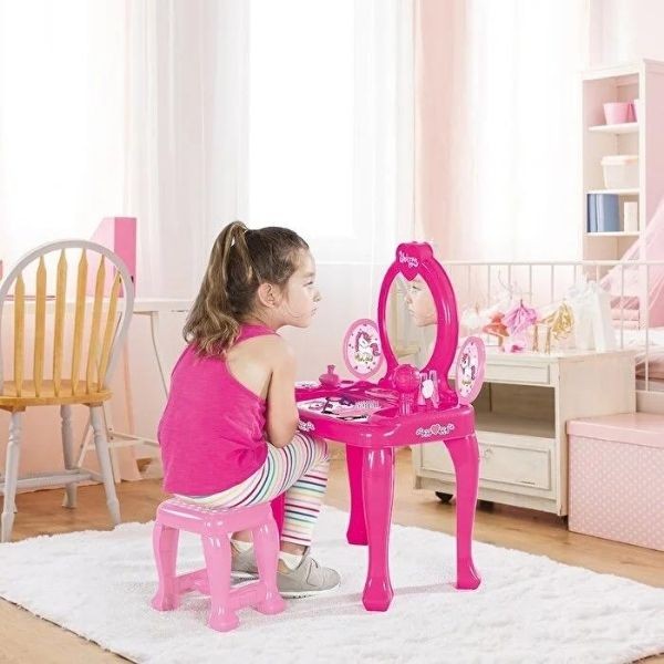 2561 Unicorn Ayaklı Makyaj Masası Ve Sandalye -dolu