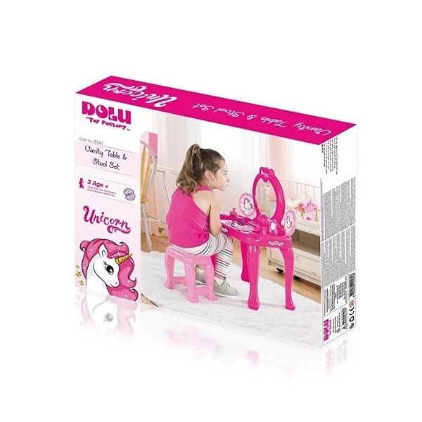 2561 Unicorn Ayaklı Makyaj Masası Ve Sandalye -dolu
