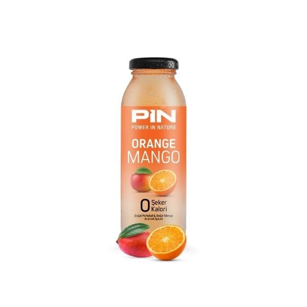 Pin Cam Şişe 250 Ml Orange Mango 24'lü Paket Şekersiz Kalorisiz Soğuk Çay