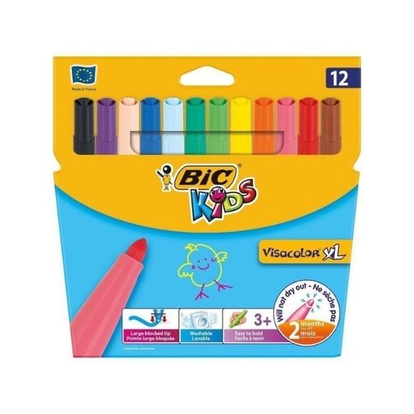 Bic Visacolor Xl Jumbo Yıkanabilir Keçeli Kalem 12'li