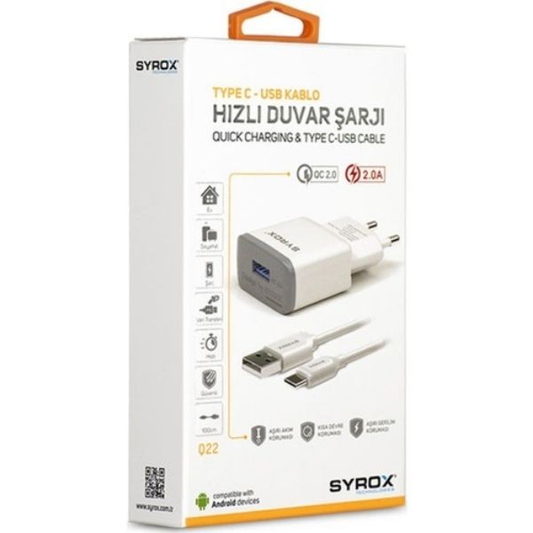 Syrox Q20 Type C Hızlı Duvar Şarjı 2.0a