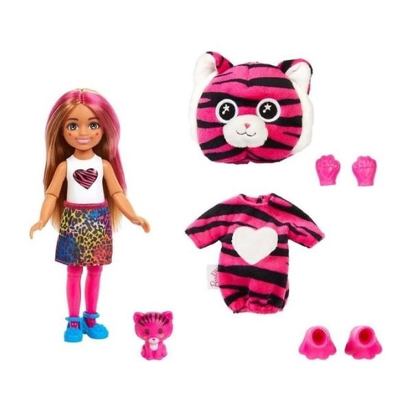 Barbie Cutie Reveal Bebekler Chelsea Tropikal Orman Serisi HKR12-HKR15 Kaplan