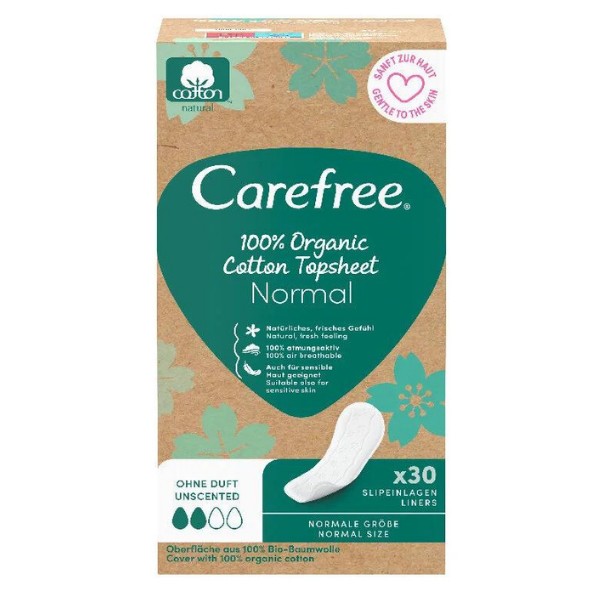 Carefree Organic Cotton Topsheet Normal Günlük Ped 30'lu