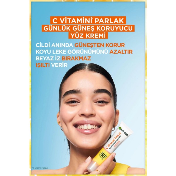 Garnier C Vitamini Parlak Günlük Güneş Koruyucu Fluid Yüz Kremi  Spf50 40 Ml