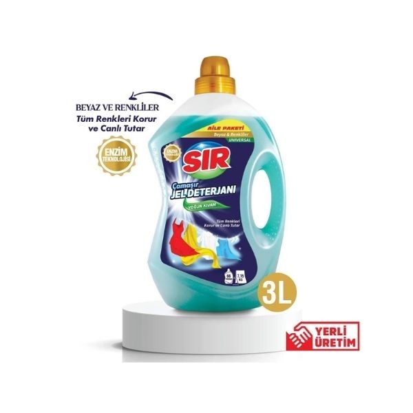 Sır Çamaşır Jel Deterjanı Beyaz ve Renkliler 3 Lt