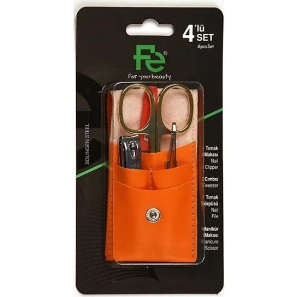 FE 4'lü ekonomik Paket (Tırnak makası, Cımbız, Tırnak törpüsü, Manikür makası)