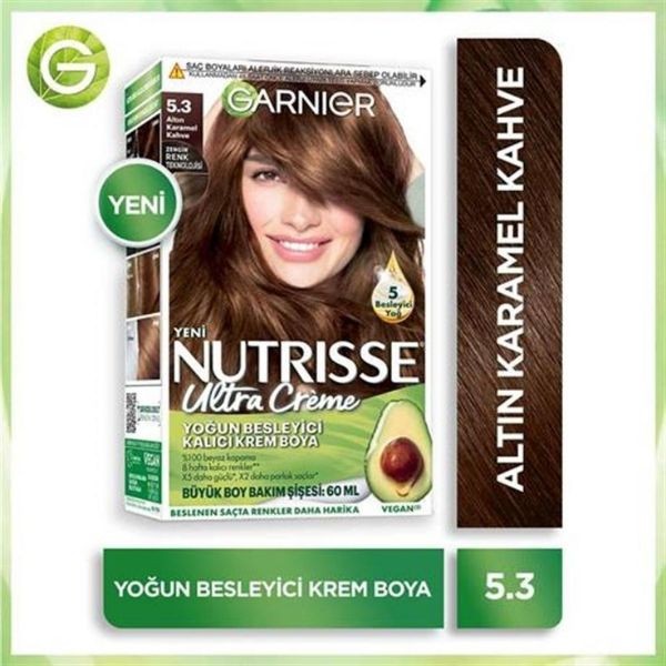 Garnier Nutrisse Yoğun Besleyici Kalıcı Krem Saç Boyası 5.3 ALTIN KARAMEL KAHVE