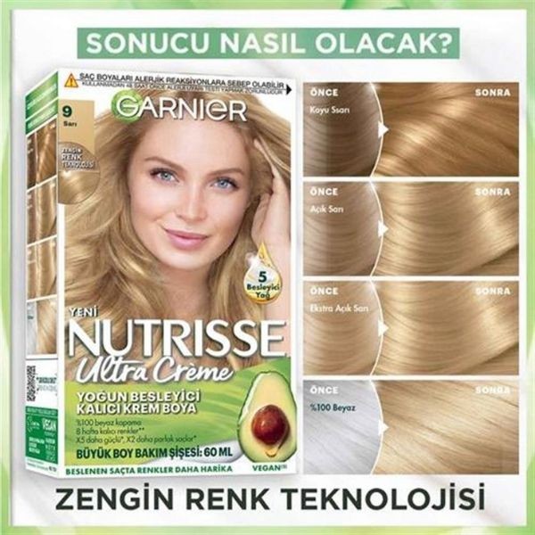 Garnier Nutrisse Yoğun Besleyici Kalıcı Krem Saç Boyası 9 SARI