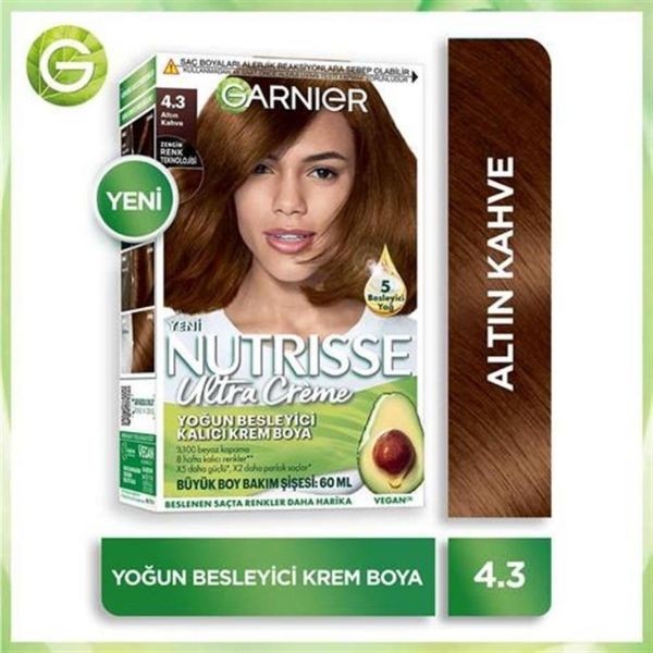 Garnier Nutrisse Yoğun Besleyici Kalıcı Krem Saç Boyası 4.3 ALTIN KAHVE