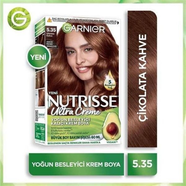 Garnier Nutrisse Yoğun Besleyici Kalıcı Krem Saç Boyası 5.35 ÇİKOLATA KAHVE