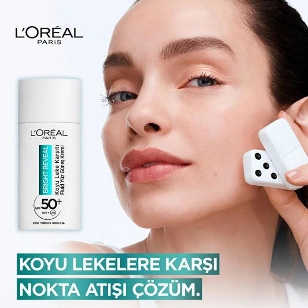 L’Oreal Paris Bright Reveal Koyu Leke Karşıtı Fluid Yüz Güneş Kremi Spf50+ 50 Ml