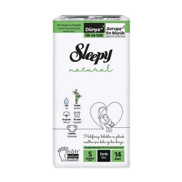 Sleepy Natural Kompakt 5 Beden Junior Bebek Bezi 14'lü