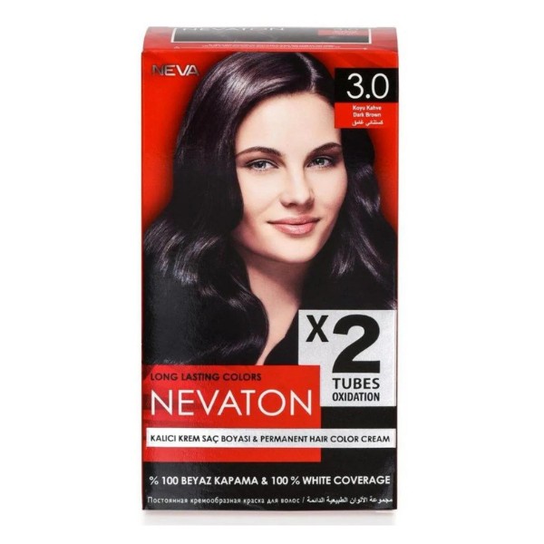 Nevaton 3.0 Koyu Kahve 2x50ml Saç Boyası 15ml Saç Bakım Maskesi