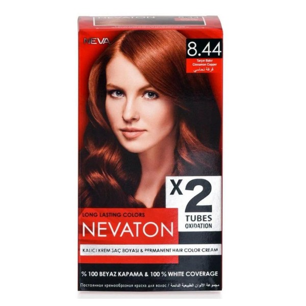 Nevaton 8.44 Tarçın Bakır 2x50ml Saç Boyası 15ml Saç Bakım Maskesi