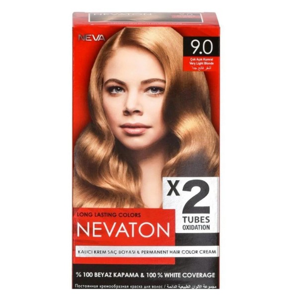 Nevaton 9.0 Çok Açık Kumral 2x50ml Saç Boyası 15ml Saç Bakım Maskesi