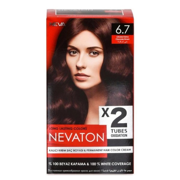 Nevaton 6.7 Çikolata Kahve 2x50ml Saç Boyası 15ml Saç Bakım Maskesi