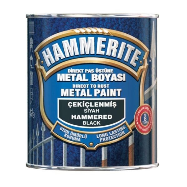 Hammerite Çekiçlenmiş Metal Boyası Siyah - 0.75lt
