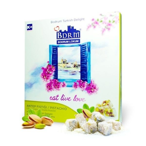 BDRM Bodrum Çifte Kavrulmuş Antep Fıstık Lokum Kutu 400 Gr