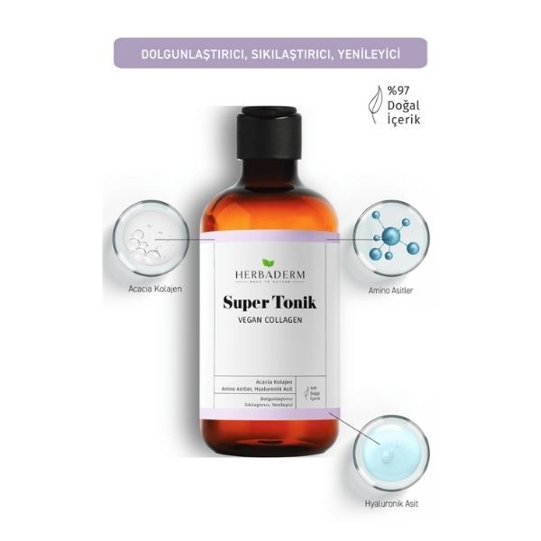 Herbaderm Vegan Collagen Dolgunlaştırıcı Süper Tonik 250 Ml