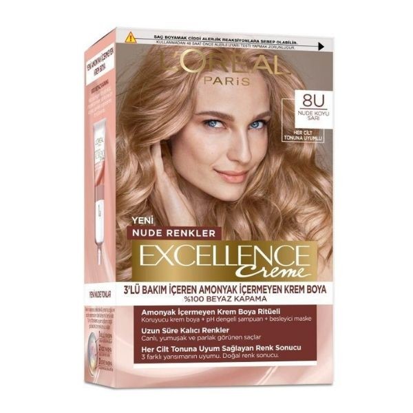 Loreal Paris Excellence Krem Saç Boyası No: 8U Nude Koyu Sarı