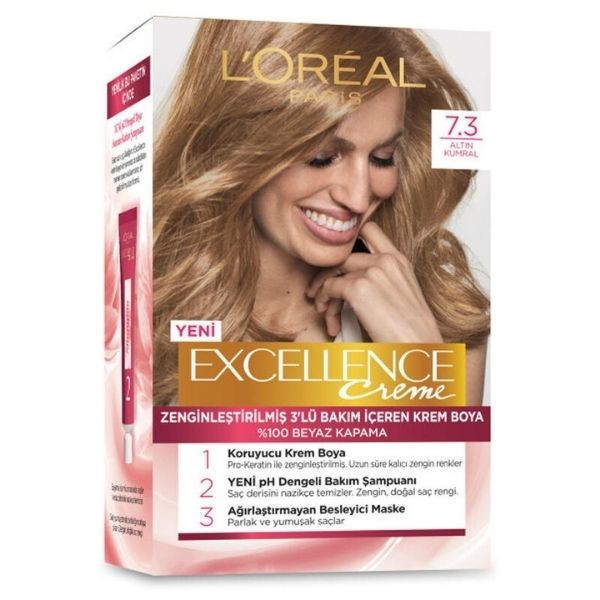 Loreal Paris Excellence Krem Saç Boyası No: 7.3 Altın Kumral