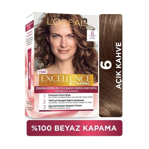 Loreal Paris Excellence Krem Saç Boyası No: 6 Açık Kahve Saç Boyası