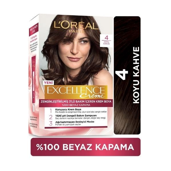 Loreal Paris Excellence Krem Saç Boyası No: 4 Koyu Kahve Saç Boyası