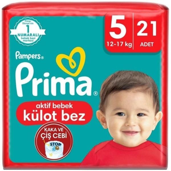 Prima Aktif Bebek Külot Bez No:5 12-17 Kg 21 Adet