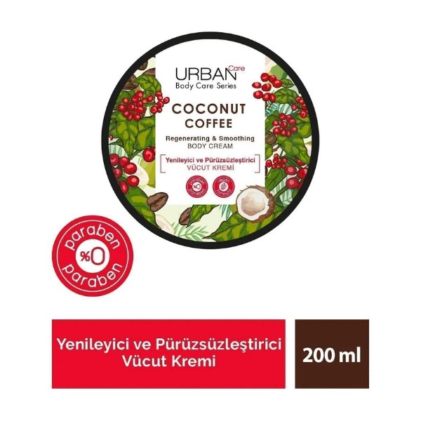 Urban Care Coconut Coffee Yenileyici ve Pürüzsüzleştirici Vücut Kremi 200 ml-Vegan