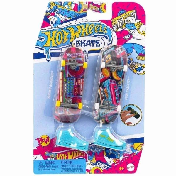 Hot Wheels Skate Retro Temalı İkili Parmak Kaykay ve Ayakkabı HXL17-HXL18