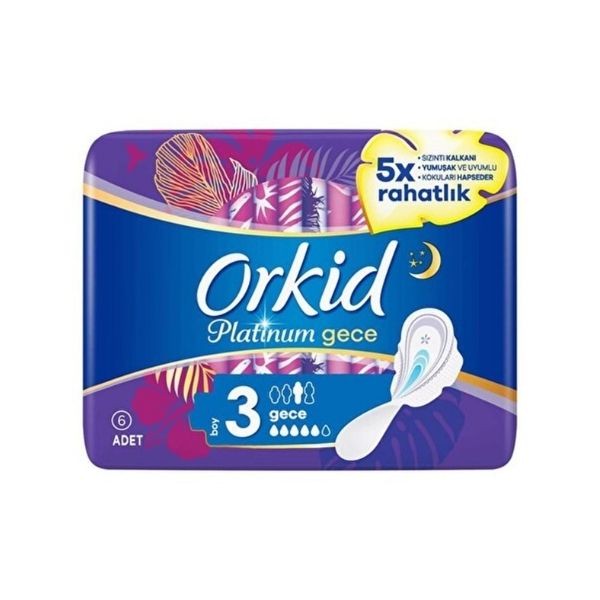 Orkid Platinum Hijyenik Ped Gece Tekli Paket 6'lı