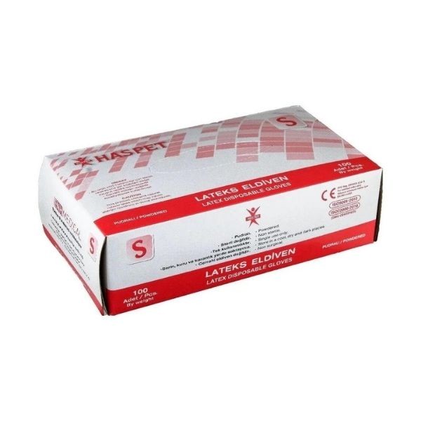 Haspet Lateks Muayene Eldiveni Pudralı Small 100 Adet