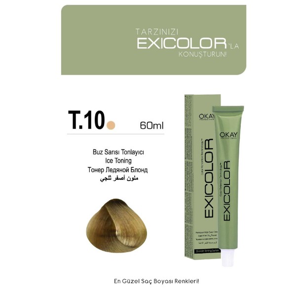 Exicolor T.10 Buz Sarısı Tonlayıcı - Kalıcı Krem Saç Boyası 60 ml Tüp