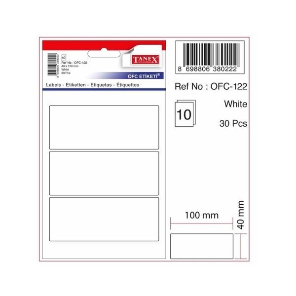 Tanex 40x100 Poşet Ofis Etiketi Beyaz Ofc-122