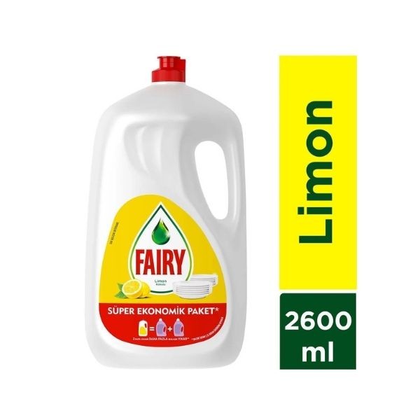 Fairy Temiz & Ferah Sıvı Bulaşık Deterjanı Limon Kokulu 2600 Ml