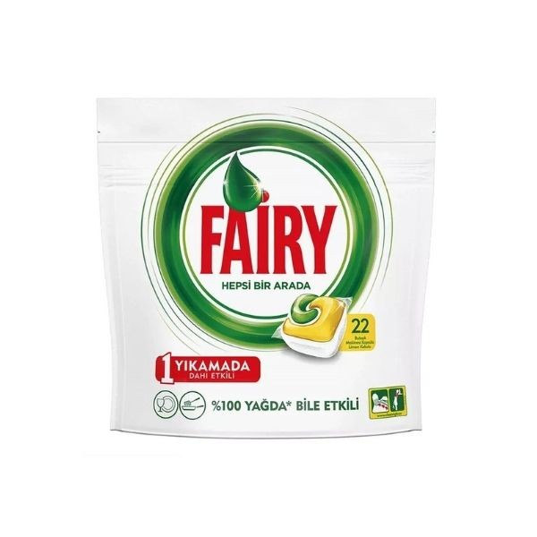 Fairy Hepsi Bir Arada 22 Yıkama Bulaşık Makinesi Kapsülü Deterjanı Limon Kokulu