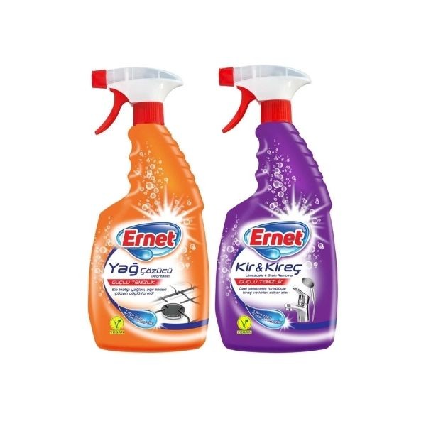 Ernet Yağ Çözücü 750 Ml + Kir & Kireç Çözücü 750 Ml