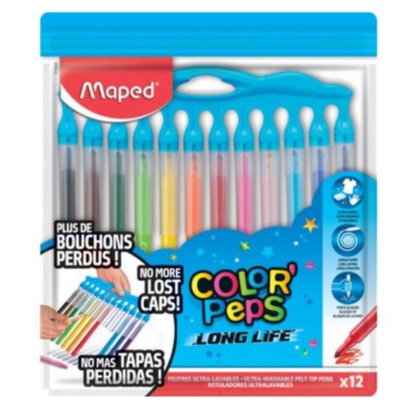 Maped Color Peps Long Life Keçeli Kalem 12 li Plastik Kutu 845045