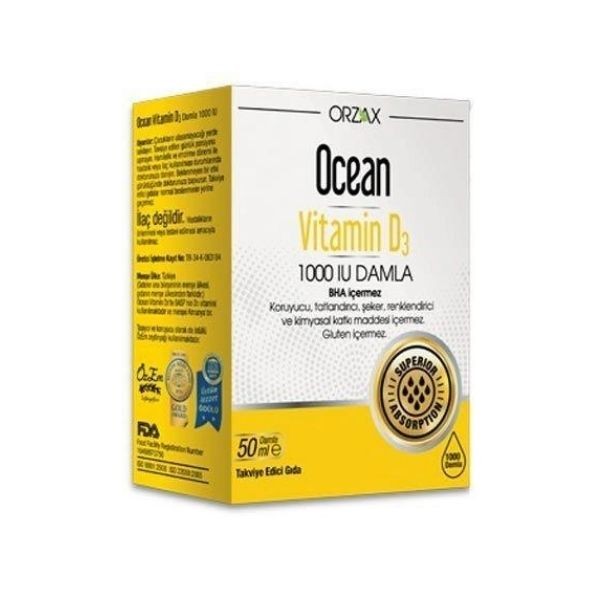 Orzax Ocean Vitamin D3 1000 IU Damla 50 ml