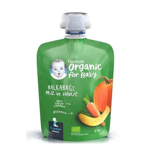 Gerber Organik Muzlu ve Havuçlu Balkabağı Püresi 90 Gr