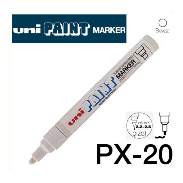 Uni PX-20 Beyaz Paint Markör Yuvarlak Uç ~2,2-2,8 mm