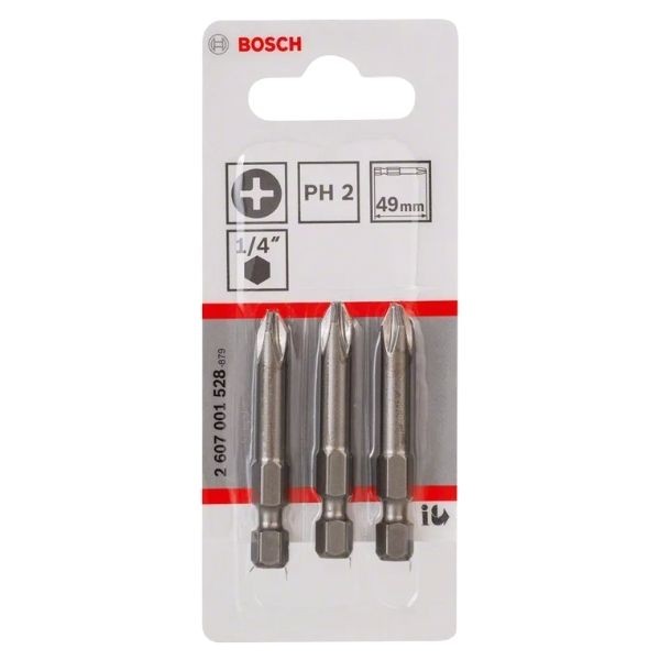 Bosch 2607001528 Extra Sert 3 lü Bits Vidalama Ucu PH2-49mm