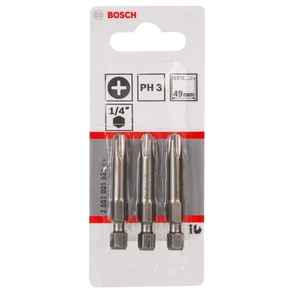 Bosch 2607001531 Extra Sert 3 lü Bits Vidalama Ucu PH3-49mm