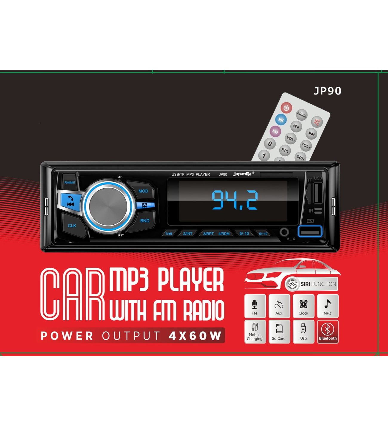 JAPANEX Bluetooth Oto TeyP ÇİFT USB BT-CARD-USB 4*50 SES ÇIKIŞI