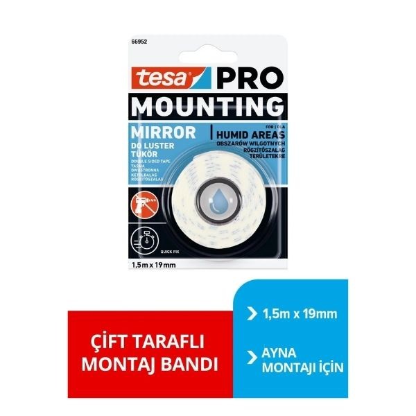 Tesa Çift Taraflı Ayna Montaj Bandı 66952 1,5m x 19mm