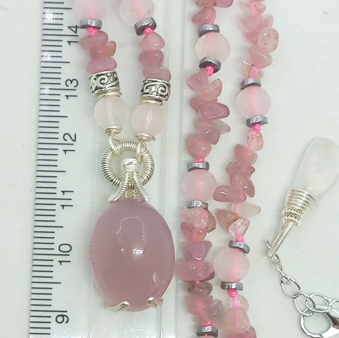 Sibelce 1918 Pembe Kalsedon El Yapımı Kolye