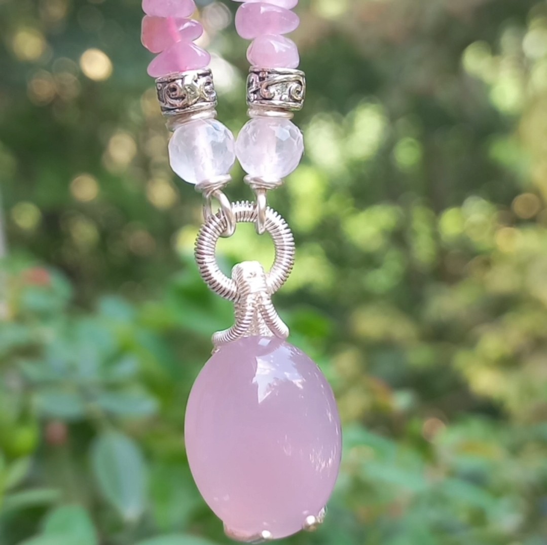 Sibelce 1918 Pembe Kalsedon El Yapımı Kolye