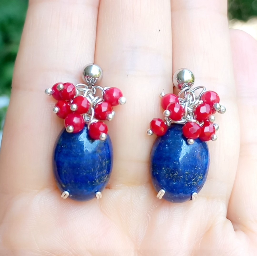 Sibelce 1902 Lapis Mercan El Yapımı Küpe