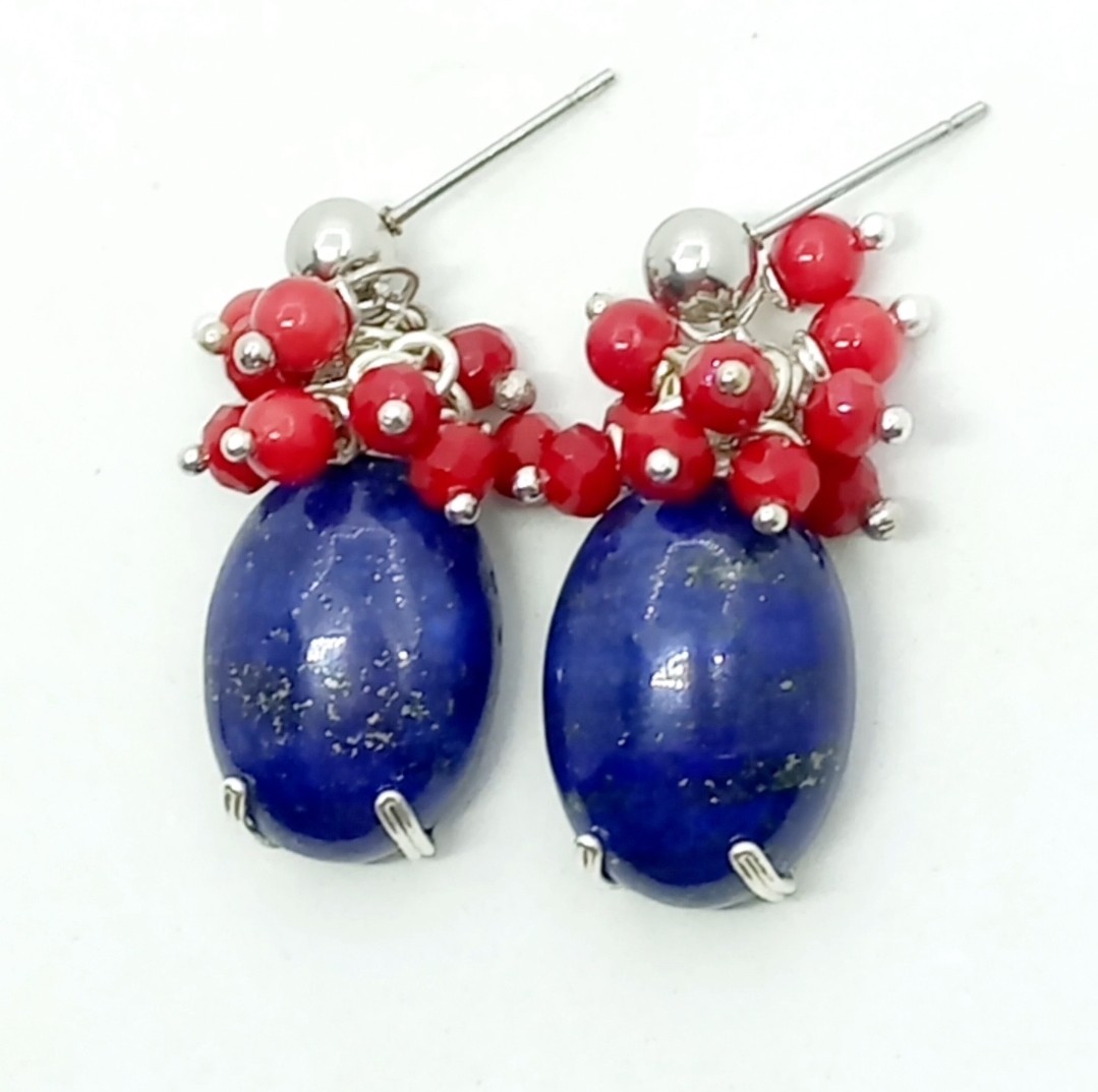 Sibelce 1902 Lapis Mercan El Yapımı Küpe